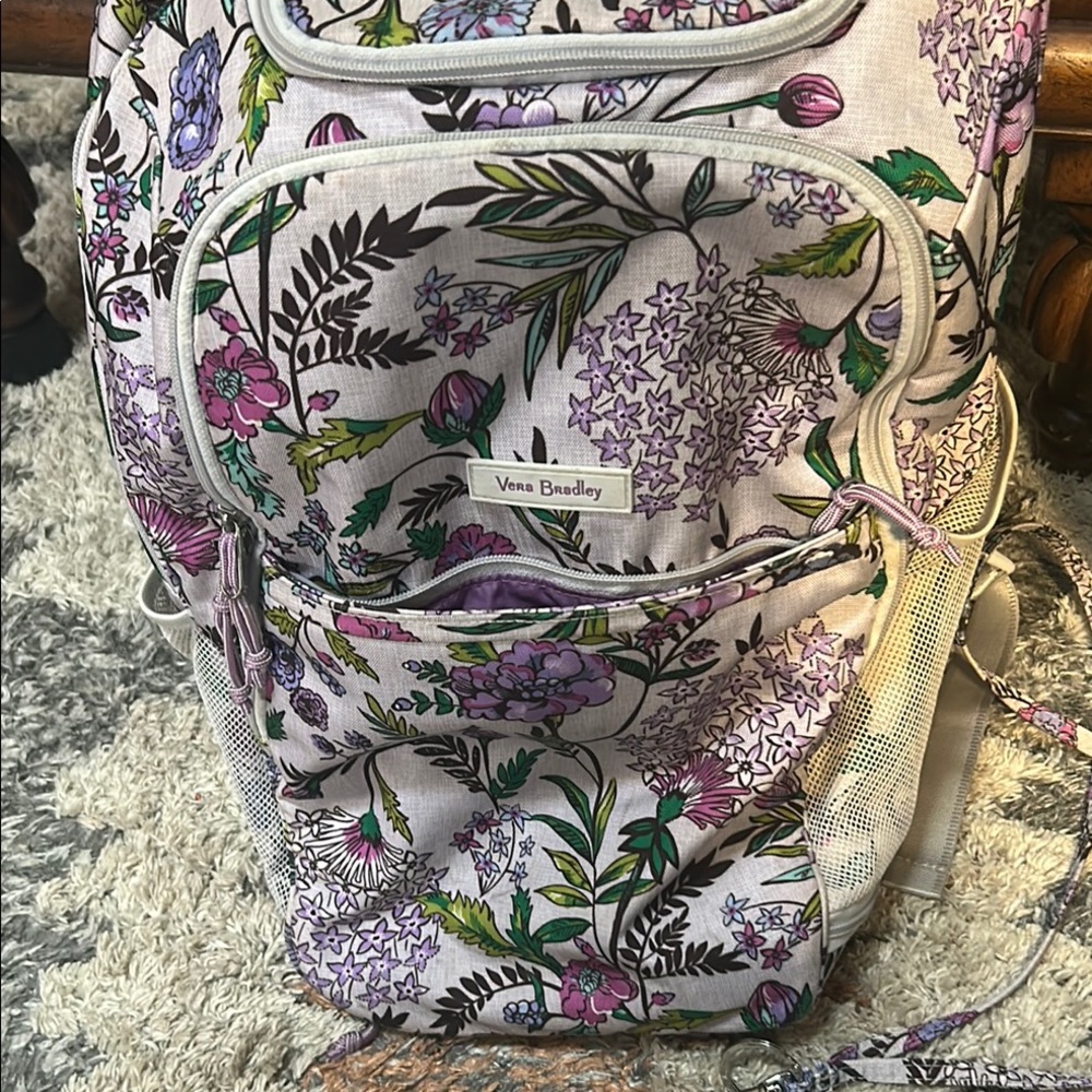 Vera Bradley Purple and Green Botanical Backpack